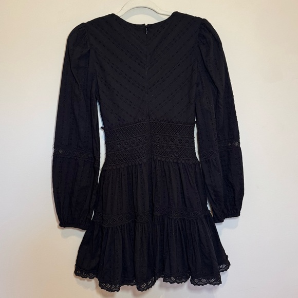 Free People | Black Delightful Mini Dress 100% Cotton Size 0 - Picture 4 of 11